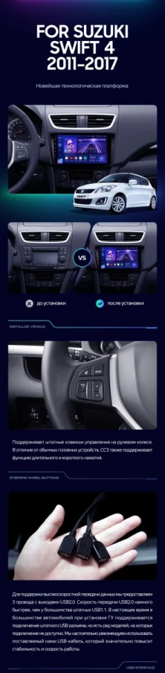 Штатная магнитола Teyes CC3L 4/32 Suzuki Swift 4 (2011-2017)