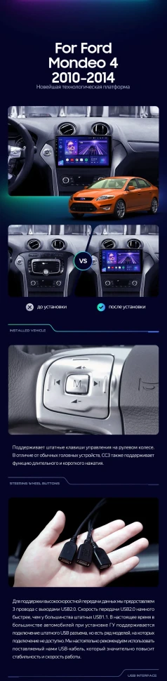 Штатная магнитола Teyes CC3 4/32 Ford Mondeo 4 (2011-2014)