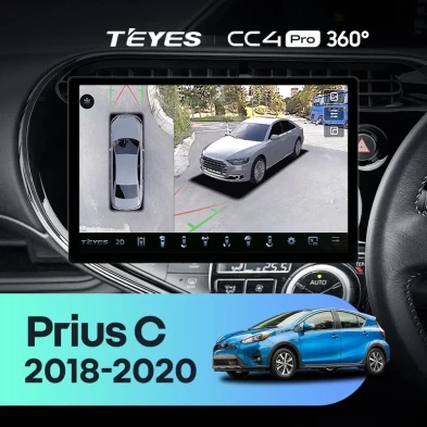 Штатная магнитола Teyes CC4 Pro 360 12/256 Toyota Prius C (2018-2020) Правый руль (13")