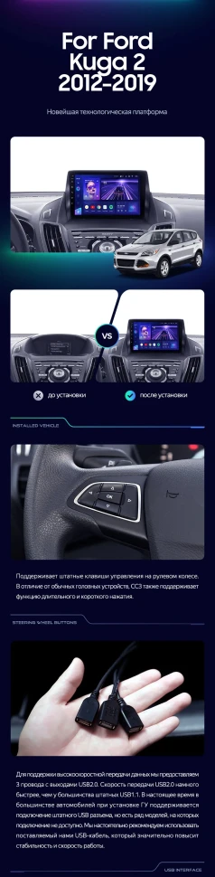 Штатная магнитола Teyes CC3L 4/32 Ford Kuga 2 (2012-2019) Тип-A