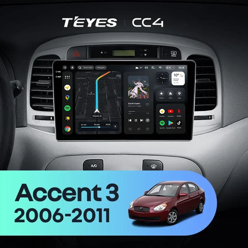 Штатная магнитола Teyes CC4 6/64 Hyundai Accent 3 (2006-2011)