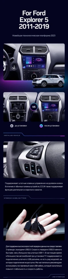 Штатная магнитола Teyes CC3 2K 360 6/128 Ford Explorer 5 (2011-2019) Тип-A