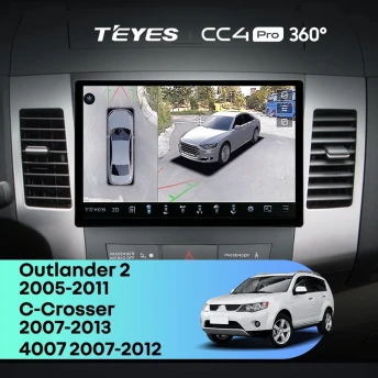 Штатная магнитола Teyes CC4 Pro 360 8/128 Mitsubishi Outlander 2 (2005-2011) Тип-A (11")