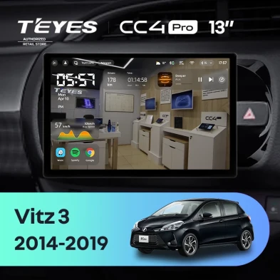 Штатная магнитола Teyes CC4 Pro 12/256 Toyota Vitz III XP130 (2014-2019) Правый руль (13")