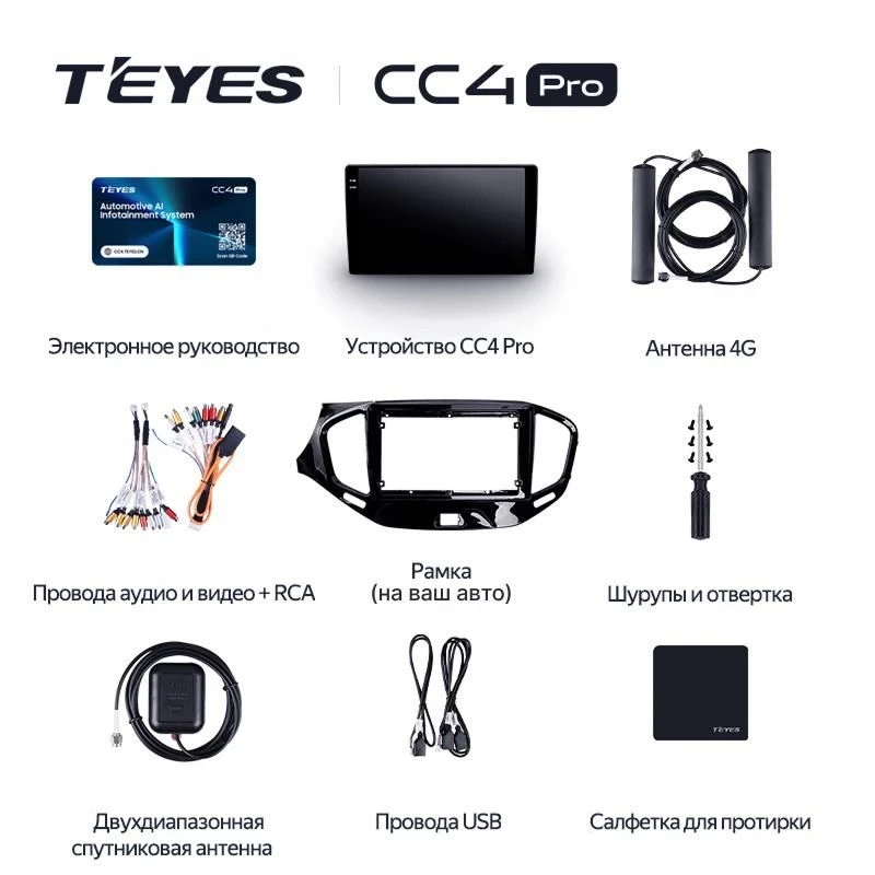 Штатная магнитола Teyes CC4 Pro 8/128 Toyota Previa 2 (2000-2006)