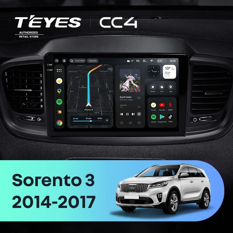 Штатная магнитола Teyes CC4 8/128 Kia Sorento 3 Prime (2014-2017) Тип-B